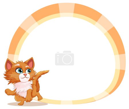 Téléchargez les illustrations : Mignon chat sur vide cercle bannière illustration - en licence libre de droit