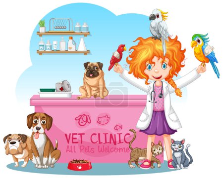 Illustration for Friendly Veterinarian with Pet Animal Vector illustration - Royalty Free Image