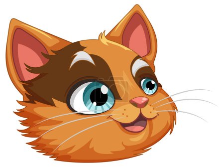 Téléchargez les illustrations : Une tête de chat orange avec illustration aux yeux bleus frappants - en licence libre de droit