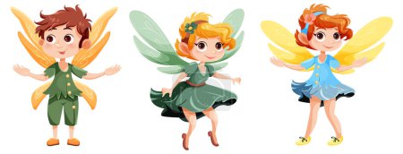 Illustration for Set of cute fairies cartoon charater illustration - Royalty Free Image