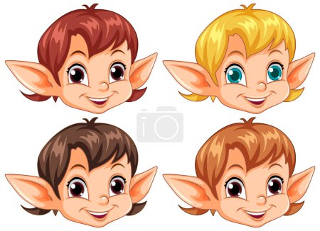 Illustration for Cute Elf Head Cartoon Character illustration - Royalty Free Image