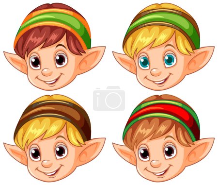 Illustration for Cute Elf Head Cartoon Character illustration - Royalty Free Image