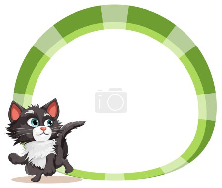Téléchargez les illustrations : Mignon chat sur vide cercle bannière illustration - en licence libre de droit