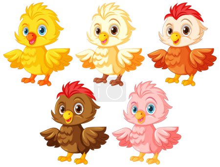 Illustration for Set of baby chick cartoon character illustration - Royalty Free Image