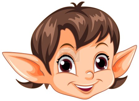 Ilustración de Lindo elfo cabeza dibujo animado personaje ilustración - Imagen libre de derechos