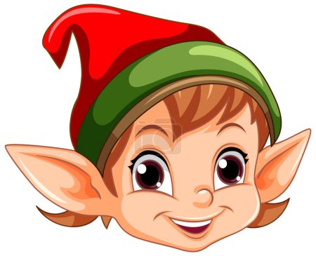 Lindo elfo cabeza dibujo animado personaje ilustración