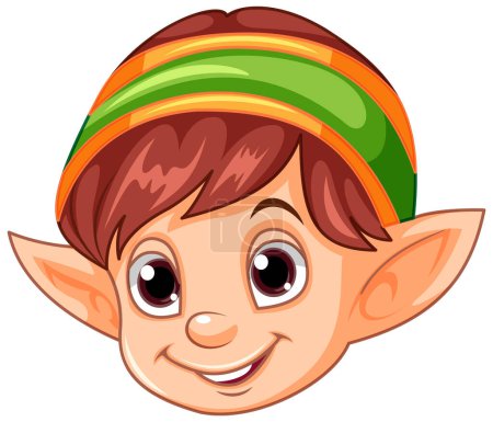 Ilustración de Lindo elfo cabeza dibujo animado personaje ilustración - Imagen libre de derechos