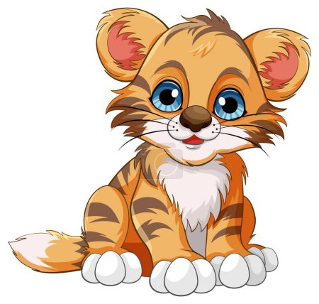 Téléchargez les illustrations : Illustration de personnage de dessin animé bébé tigre mignon - en licence libre de droit