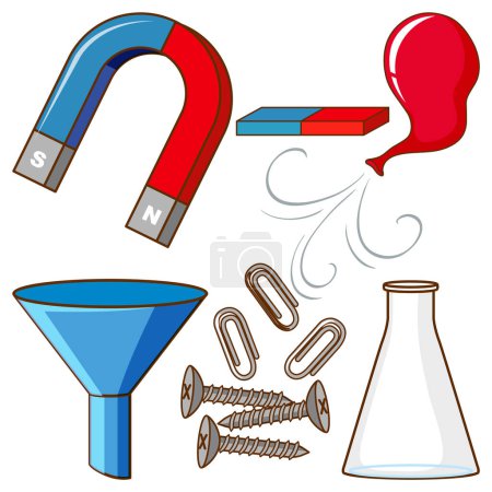 Illustration for Set of laboratory tools simple cartoon illustration - Royalty Free Image