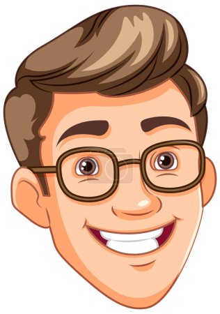 Téléchargez les illustrations : Homme portant des lunettes tête souriante illustration - en licence libre de droit