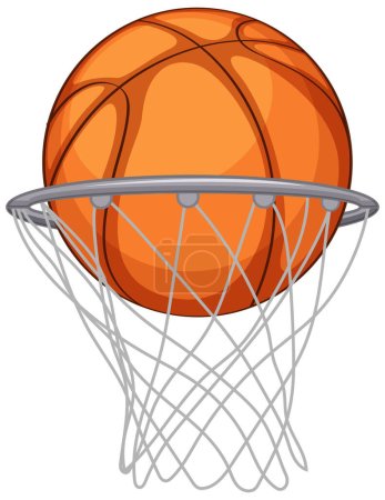 Téléchargez les illustrations : Une balle de basket dans un cerceau illustration - en licence libre de droit