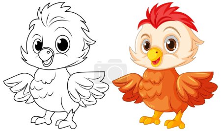 Illustration for Chick doodle coloring page for children illustration - Royalty Free Image