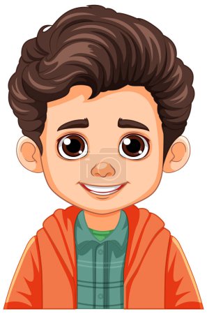 Illustration for Portrait of a Boy with Brown Hair and Brown Eyes illustration - Royalty Free Image