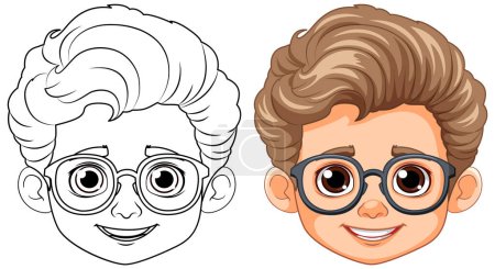 Illustration for Boy with Blonde Hair and Brown Eyes Outline for Coloring illustration - Royalty Free Image