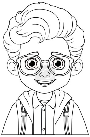 Illustration for A Boy with Glasses Outline for Colouring illustration - Royalty Free Image