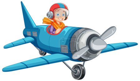Illustration for Male pilot flying jet plane illustration - Royalty Free Image