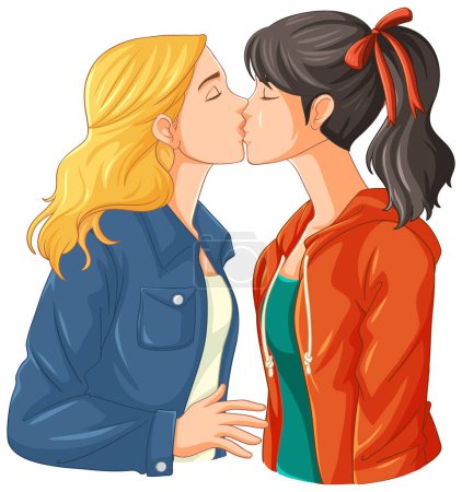 Ilustración de Una pareja lesbiana besándose ilustración - Imagen libre de derechos