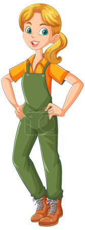 Illustration for Young female farmer cartoon character illustration - Royalty Free Image