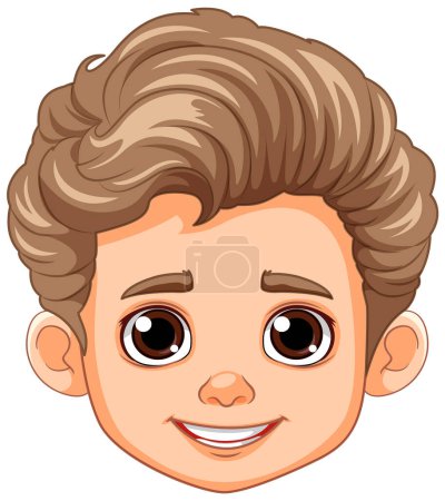 Illustration for Boy Head with Brown Hair and Brown Eyes illustration - Royalty Free Image