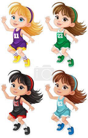 Illustration for Female basketball player cartoon character illustration - Royalty Free Image