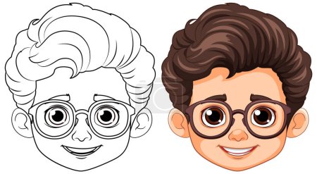 Illustration for Boy with Brown Hair and Brown Eyes Outline for Coloring illustration - Royalty Free Image