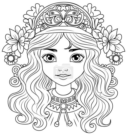 Illustration for Beautiful woman portrait isolated doodle illustration - Royalty Free Image
