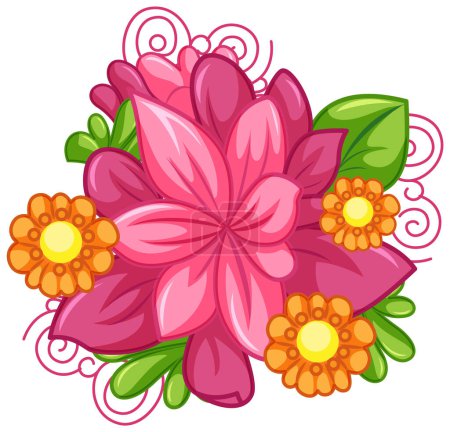 Ilustración de Dibujos animados de flores de colores para la ilustración de decoración de verano - Imagen libre de derechos