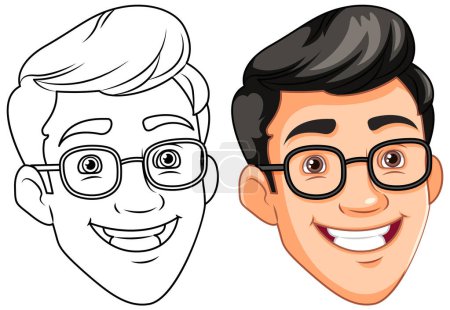 Illustration for Man wearing glasses smiling head illustration - Royalty Free Image