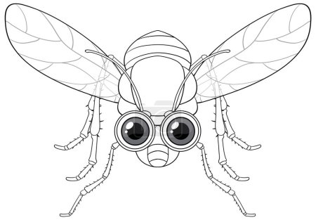 Illustration for Happy fly cartoon character doodle illustration - Royalty Free Image