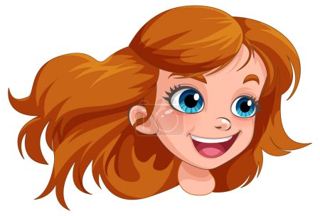 Illustration for A girl with orange hair and blue eyes illustration - Royalty Free Image