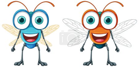 Ilustración de Ilustración de personajes de dibujos animados mosca feliz - Imagen libre de derechos