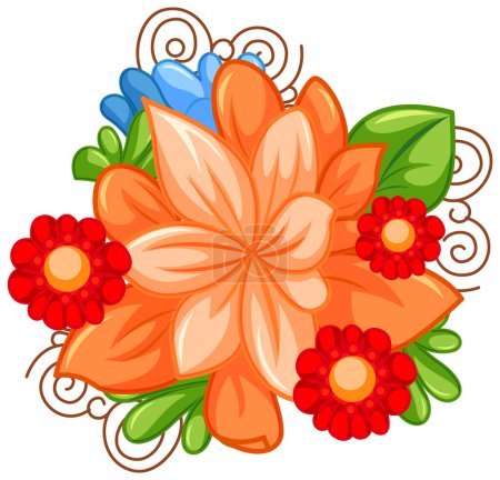Téléchargez les illustrations : Fleur colorée dessin animé pour illustration de décoration d'été - en licence libre de droit