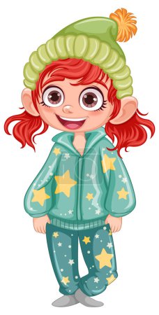 Illustration for Cute cartoon character in pajamas illustration - Royalty Free Image