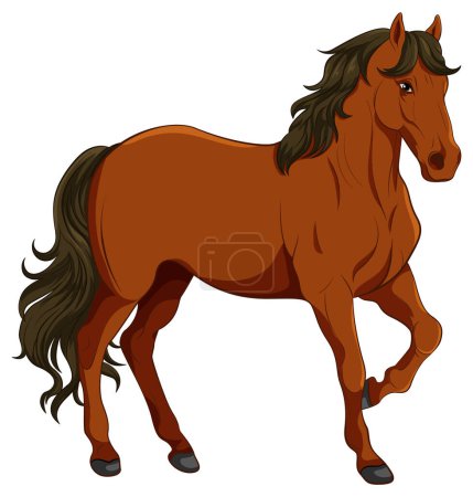 Ilustración de Dibujos animados caballo marrón ilustración aislada - Imagen libre de derechos