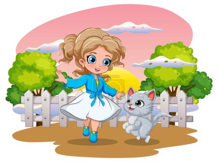 Illustration for Cute girl dancing isolated illustration - Royalty Free Image