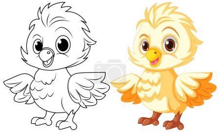 Illustration for Chick doodle coloring page for children illustration - Royalty Free Image