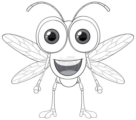 Ilustración de Dibujos animados mosca feliz personaje doodle ilustración - Imagen libre de derechos