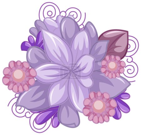 Ilustración de Dibujos animados de flores de colores para la ilustración de decoración de verano - Imagen libre de derechos