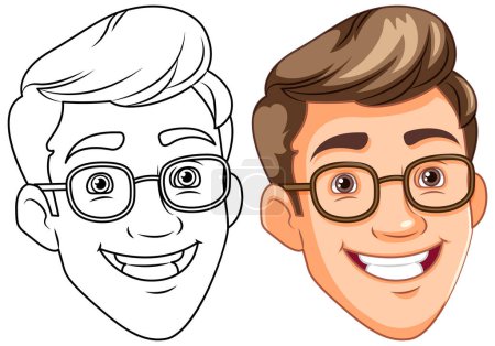 Ilustración de Hombre con gafas sonriente cabeza ilustración - Imagen libre de derechos