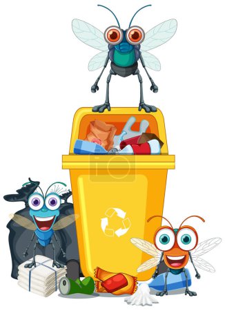 Illustration for Fly and trash cartoon illustration - Royalty Free Image