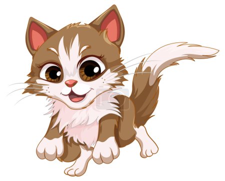 Cute Cat in Jumping Pose Vector illustration