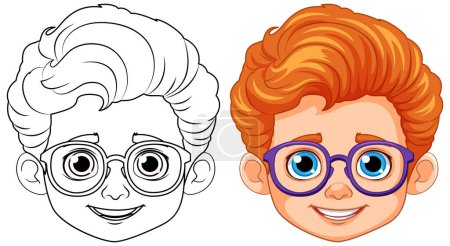 Illustration for Boy with Orange Hair and Blue Eyes Outline for Coloring illustration - Royalty Free Image