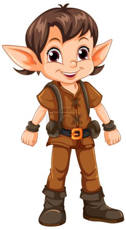 Illustration for Cute Chrustmas eld cartoon character illustration - Royalty Free Image