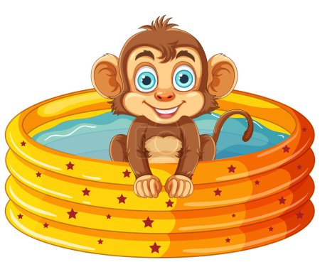 Téléchargez les illustrations : Argent mignon dans l'illustration gonflable de piscine - en licence libre de droit