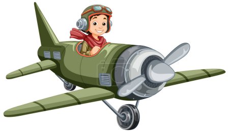 Illustration for Military jet plane cartoon with pilot illustration - Royalty Free Image
