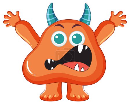 Téléchargez les illustrations : Illustration vectorielle de monstres extraterrestres orange terrifiés avec des cornes - en licence libre de droit