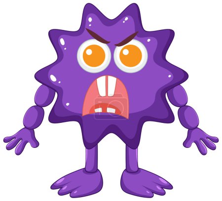 Illustration for A vibrant and quirky cartoon character with purple spiky features - Royalty Free Image