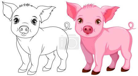 Ilustración de Lindo cerdo dibujo animado esbozo garabato aislado ilustración - Imagen libre de derechos