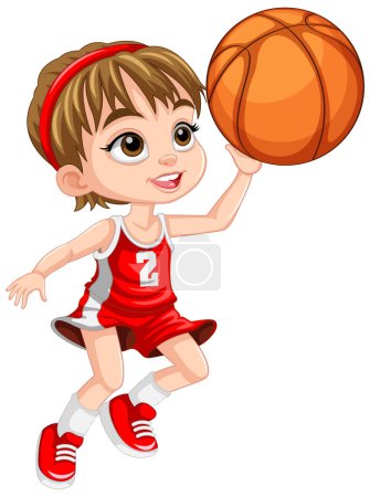 Téléchargez les illustrations : Illustration de personnage de dessin animé joueur de basket mignon - en licence libre de droit