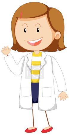 Illustration for Adorable scientist wearing a gown in doodle style - Royalty Free Image